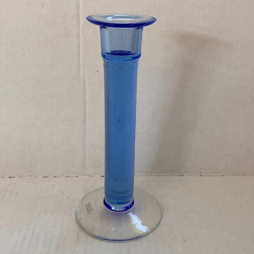 Bohemia Glass Czech blue candlestick